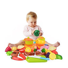 Load image into Gallery viewer, Pretend Play Food Set,AMOSTING 20 Piece Kids Play Kitchen Set,Cutting Fruits and Vegetables Educational Toys Cooking Set