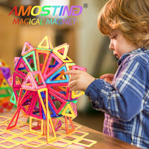 AMOSTING Magentic Building Tiles Building Blocks Educational Construction Building Toys for Boys and Girls Colorful Durable - 56 pcs