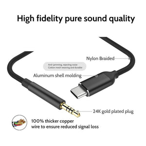 AMOSTING USB C to 3.5mm Audio Aux Jack Cable - 4.9FT