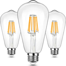Load image into Gallery viewer, AMOSTING 3-Pack Vintage LED Edison Bulbs 500LM Brightness 5W ST64 LED Filament Light Bulbs 2700K Warm White E26 Medium Base CRI90+ Antique Clear Glass for Home Dinning Room, Non-dimmable