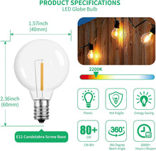 Load image into Gallery viewer, AMOSTING G40 Led Replacement Light Bulbs, E12 Screw Base Shatterproof LED Globe Bulbs Light for Outdoor String Lights,1 Watt Equivalent to 5 Watt Incandescent Bulbs,Warm White，1pcs