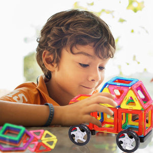 AMOSTING Magnetic Tiles Building Block Educational Toys for Toddlers with Car Wheels