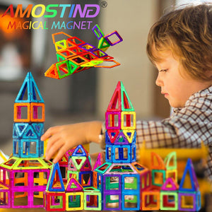 AMOSTING Magentic Building Tiles Building Blocks Educational Construction Building Toys for Boys and Girls Colorful Durable - 56 pcs