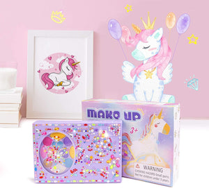 AMOSTING Kids Makeup Kit for Girls Princess Real Washable Cosmetic Pretend Play Toys with Mirror - Non Toxic
