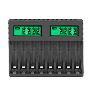 AMOSTING 8 Bay AA AAA Battery Charger with LCD Display