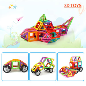AMOSTING Magnetic Tiles Building Block Educational Toys for Toddlers with Car Wheels
