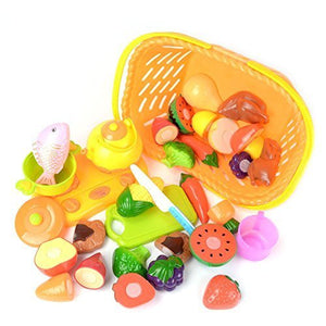 Pretend Play Food Set,AMOSTING 20 Piece Kids Play Kitchen Set,Cutting Fruits and Vegetables Educational Toys Cooking Set