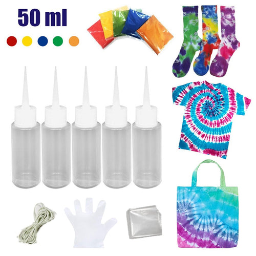 AMOSTING-DIY tie dyestuffs-5 colors (Includes 5 50ml plastic bottle）